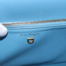 Salvatore Ferragamo Gancini Hand Bag Leather 2way Light Blue Gold Auth 184558-20