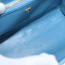 Salvatore Ferragamo Gancini Hand Bag Leather 2way Light Blue Gold Auth 184558-21