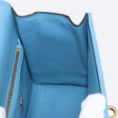 Salvatore Ferragamo Gancini Hand Bag Leather 2way Light Blue Gold Auth 184558-22