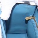 Salvatore Ferragamo Gancini Hand Bag Leather 2way Light Blue Gold Auth 184558-23