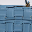 Salvatore Ferragamo Gancini Hand Bag Leather 2way Light Blue Gold Auth 184558-4