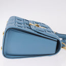 Salvatore Ferragamo Gancini Hand Bag Leather 2way Light Blue Gold Auth 184558-5