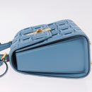 Salvatore Ferragamo Gancini Hand Bag Leather 2way Light Blue Gold Auth 184558-6