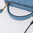 Salvatore Ferragamo Gancini Hand Bag Leather 2way Light Blue Gold Auth 184558-8