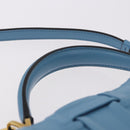 Salvatore Ferragamo Gancini Hand Bag Leather 2way Light Blue Gold Auth 184558-9