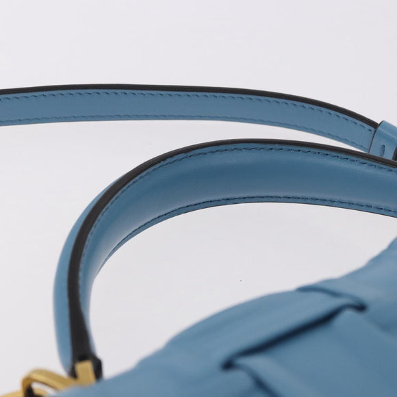 Salvatore Ferragamo Gancini Hand Bag Leather 2way Light Blue Gold Auth 184558