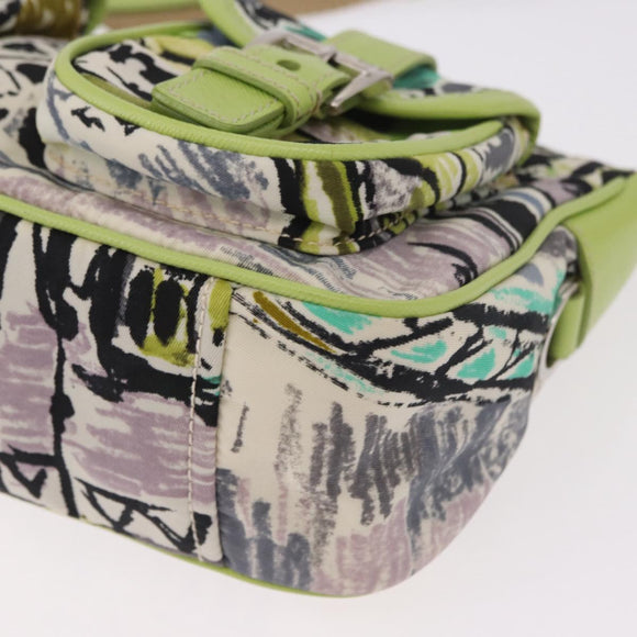PRADA Shoulder Bag Nylon Green Silver Auth 184559V