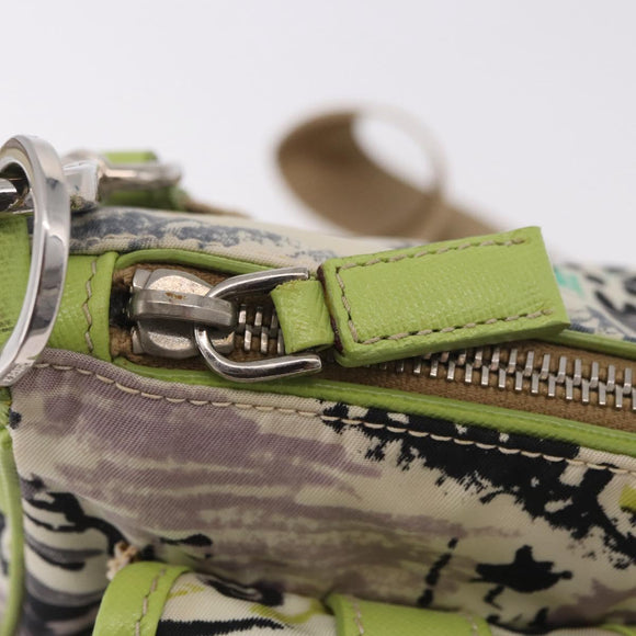 PRADA Shoulder Bag Nylon Green Silver Auth 184559V