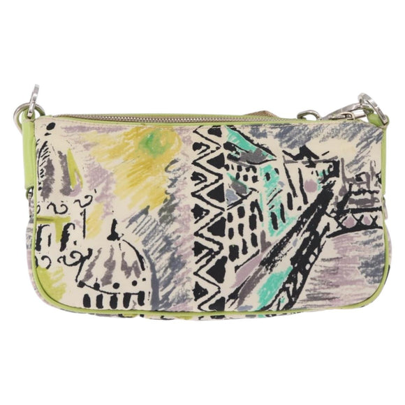 PRADA Shoulder Bag Nylon Green Silver Auth 184559V