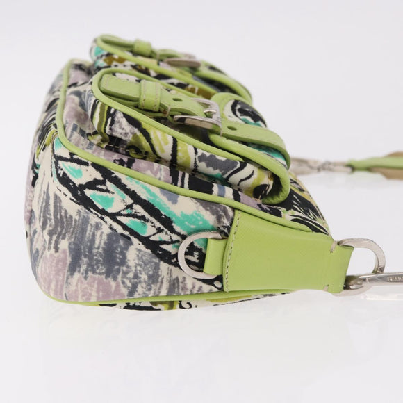 PRADA Shoulder Bag Nylon Green Silver Auth 184559V