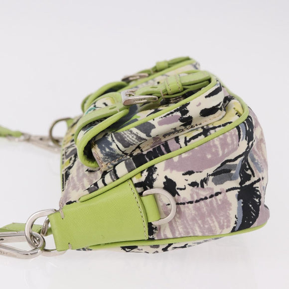 PRADA Shoulder Bag Nylon Green Silver Auth 184559V