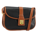CELINE Shoulder Bag Leather Black Gold Auth 184561A-1