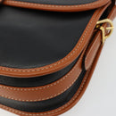 CELINE Shoulder Bag Leather Black Gold Auth 184561A-14