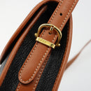 CELINE Shoulder Bag Leather Black Gold Auth 184561A-9