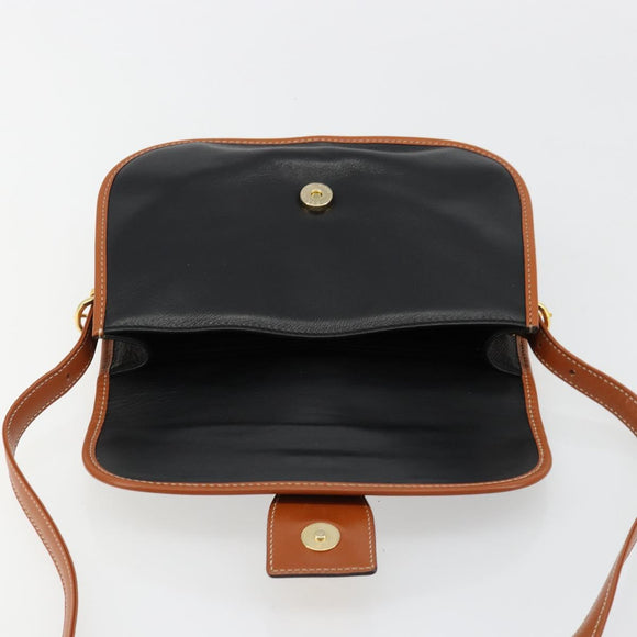 CELINE Shoulder Bag Leather Black Gold Auth 184561A