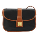 CELINE Shoulder Bag Leather Black Gold Auth 184561A-13