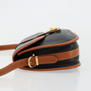 CELINE Shoulder Bag Leather Black Gold Auth 184561A-4