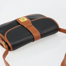 CELINE Shoulder Bag Leather Black Gold Auth 184561A-6