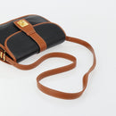 CELINE Shoulder Bag Leather Black Gold Auth 184561A-7
