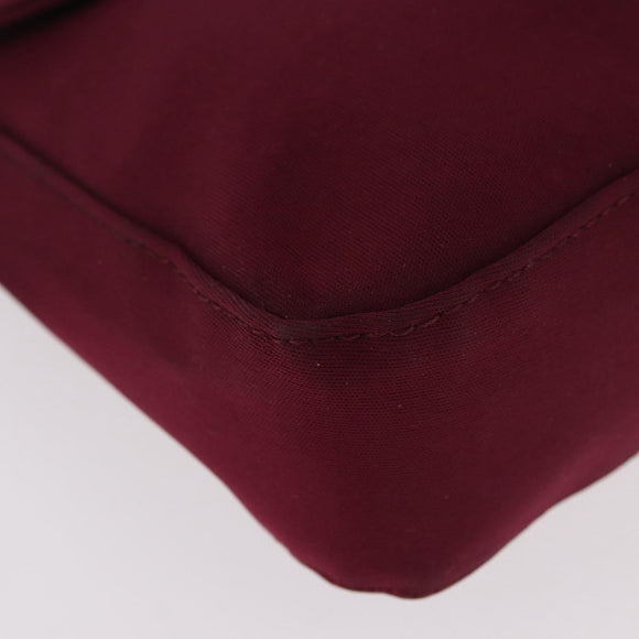FENDI Mamma Baguette Shoulder Bag Cotton Jersey Bordeaux Silver Auth 184562
