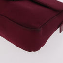 FENDI Mamma Baguette Shoulder Bag Cotton Jersey Bordeaux Silver Auth 184562-11