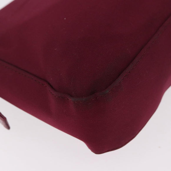 FENDI Mamma Baguette Shoulder Bag Cotton Jersey Bordeaux Silver Auth 184562
