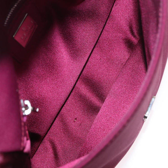 FENDI Mamma Baguette Shoulder Bag Cotton Jersey Bordeaux Silver Auth 184562