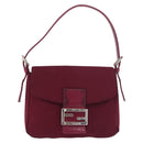 FENDI Mamma Baguette Shoulder Bag Cotton Jersey Bordeaux Silver Auth 184562-2