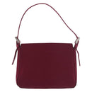 FENDI Mamma Baguette Shoulder Bag Cotton Jersey Bordeaux Silver Auth 184562-3