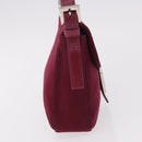 FENDI Mamma Baguette Shoulder Bag Cotton Jersey Bordeaux Silver Auth 184562-5