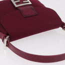 FENDI Mamma Baguette Shoulder Bag Cotton Jersey Bordeaux Silver Auth 184562-6