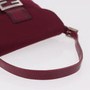 FENDI Mamma Baguette Shoulder Bag Cotton Jersey Bordeaux Silver Auth 184562-7