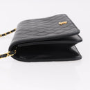 CHANEL Matelassé Ketting Schoudertas Lamsleer Zwart Goud CC Auth 184564-4