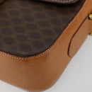 CELINE Macadam Canvas Horse Carriage Bag PVC Leather Brown Gold Auth 184567-10