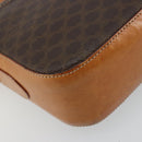 CELINE Macadam Canvas Horse Carriage Bag PVC Leather Brown Gold Auth 184567-13