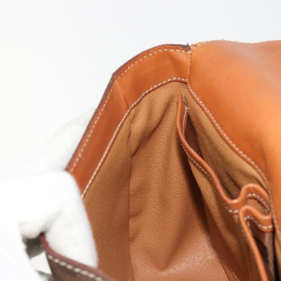 CELINE Macadam Canvas Horse Carriage Bag PVC Leather Brown Gold Auth 184567