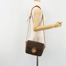 CELINE Macadam Canvas Horse Carriage Bag PVC Leather Brown Gold Auth 184567-22