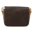 CELINE Macadam Canvas Horse Carriage Bag PVC Leather Brown Gold Auth 184567-3