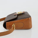 CELINE Macadam Canvas Horse Carriage Bag PVC Leather Brown Gold Auth 184567-5
