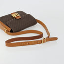 CELINE Macadam Canvas Horse Carriage Bag PVC Leather Brown Gold Auth 184567-7