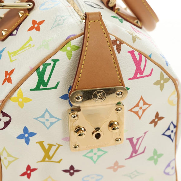 LOUIS VUITTON Monogram Multicolor Speedy 30 Bag White Bron M92643 Auth 184572SAM
