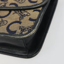 CELINE C Sulky Horse Carriage Shoulder Bag Canvas Navy Gold Auth 184574-10