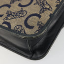 CELINE C Sulky Horse Carriage Shoulder Bag Canvas Navy Gold Auth 184574-12