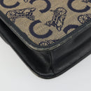 CELINE C Sulky Horse Carriage Shoulder Bag Canvas Navy Gold Auth 184574-13