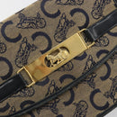 CELINE C Sulky Horse Carriage Shoulder Bag Canvas Navy Gold Auth 184574-14