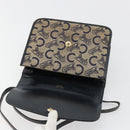 CELINE C Sulky Horse Carriage Shoulder Bag Canvas Navy Gold Auth 184574-15