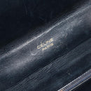 CELINE C Sulky Horse Carriage Shoulder Bag Canvas Navy Gold Auth 184574-16