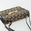 CELINE C Sulky Horse Carriage Shoulder Bag Canvas Navy Gold Auth 184574-6