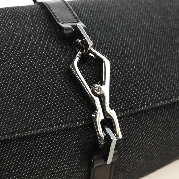 GUCCI Jackie Schoudertas Denim Zwart Zilver 90667 Auth 184577SAM