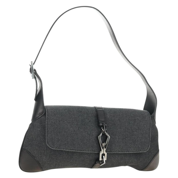 GUCCI Jackie Schoudertas Denim Zwart Zilver 90667 Auth 184577SAM